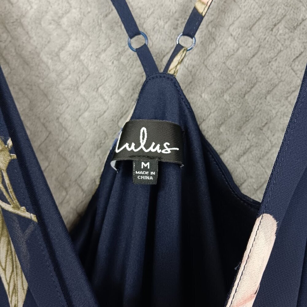 LULUS All Mine Navy Blue Floral PrintHigh-Low Wrap Dress size M Resort Vacation - Picture 6 of 10